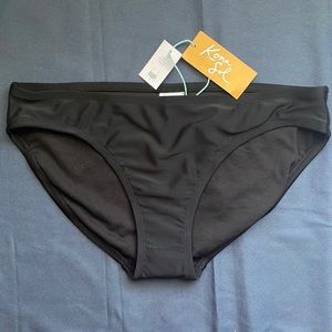 NWT- Kona Sol Black Shirred Bikini Bottoms- M